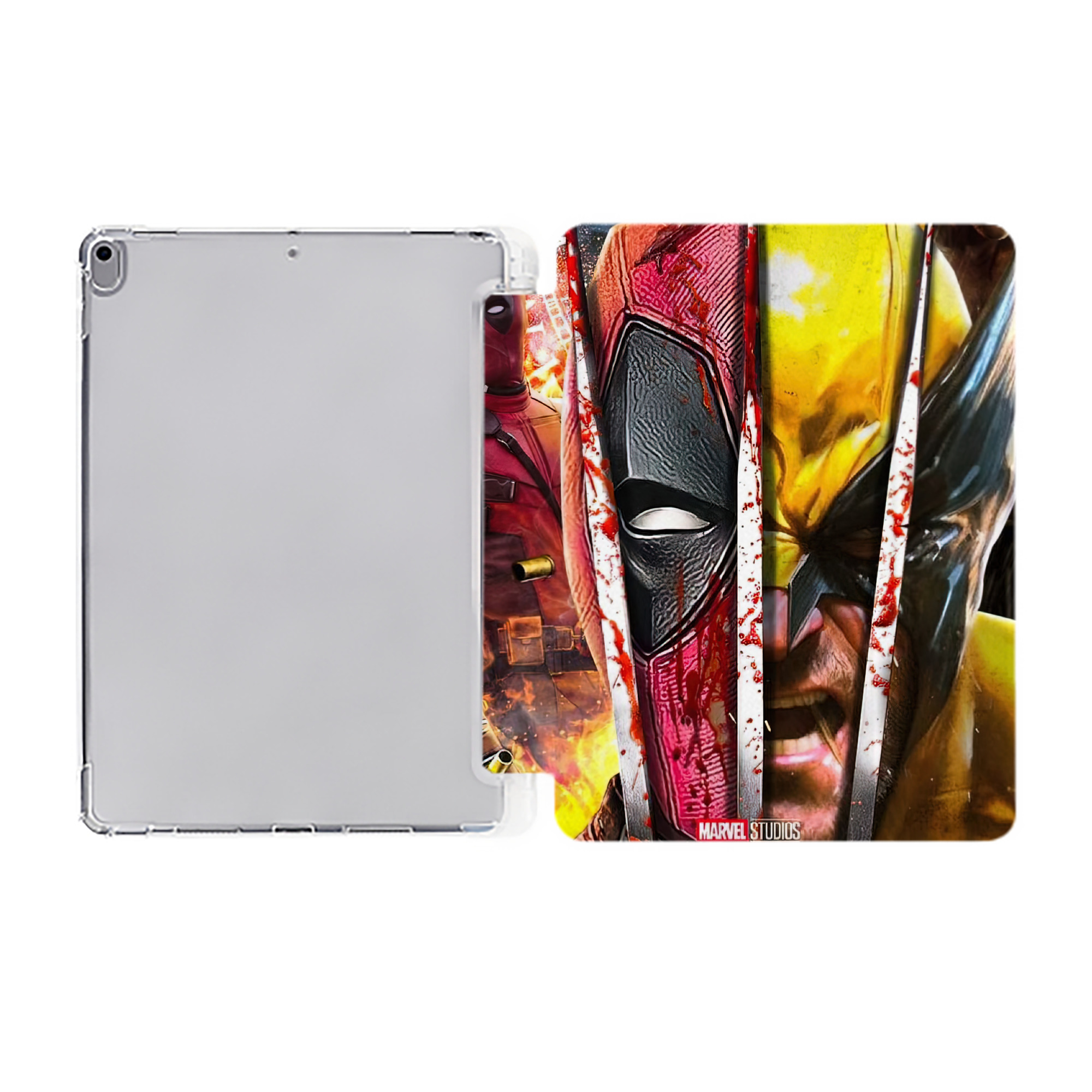 （画像用） Deadpool デッドプール IPad ケース ペン収納付き 三つ折りスタンド PUレザー×シリコン 対応機種9.5/10.5/10.9インチ